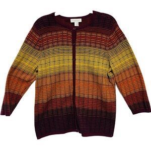 Christopher & Banks Burgundy Orange and Yellow Gradient Cotten Cardigan